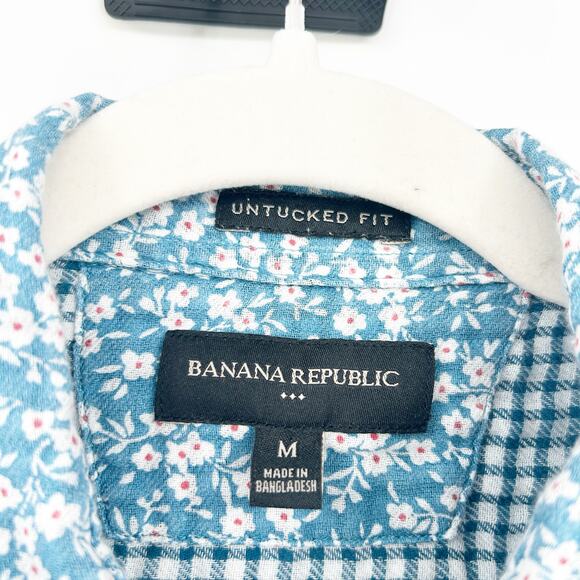 Banana Republic Mens Untucked Fit Gauzy Cotton Ditsy Floral Button Up Shirt M - Picture 3 of 8
